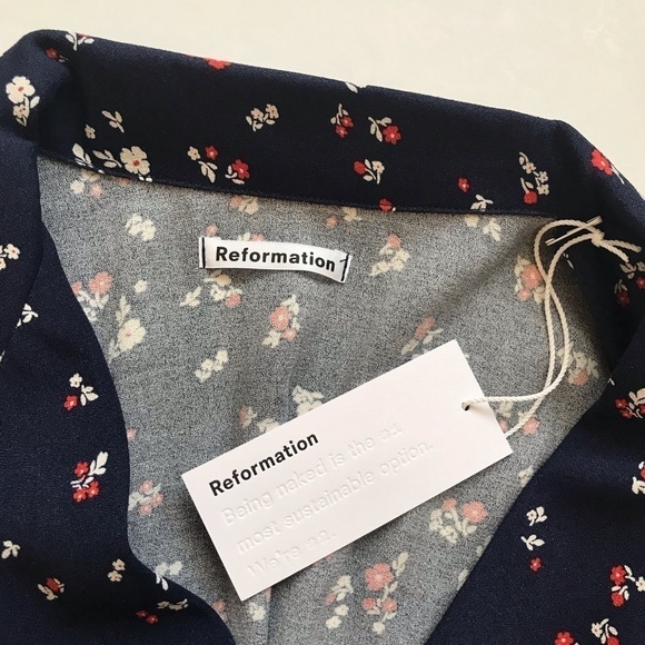 Reformation Claudette tie front floral blouse top - Picture 5 of 9